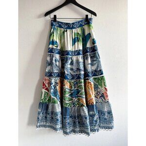 FARM Rio Blue Tile Midi Skirt NWT